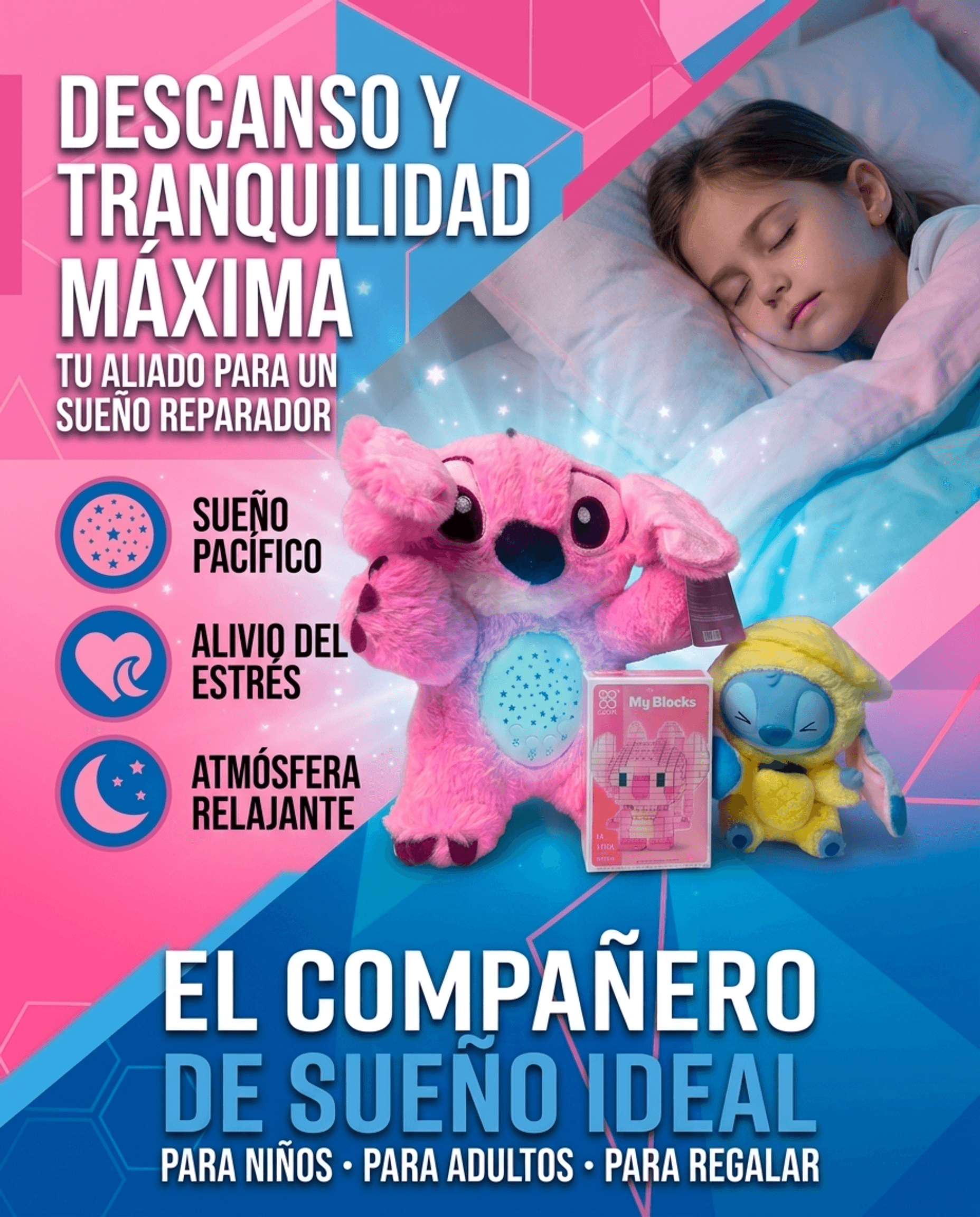 Combo Peluche 3 en 1 Stitch Labubu